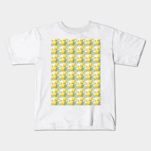 Yellow vintage rose print (small) Kids T-Shirt